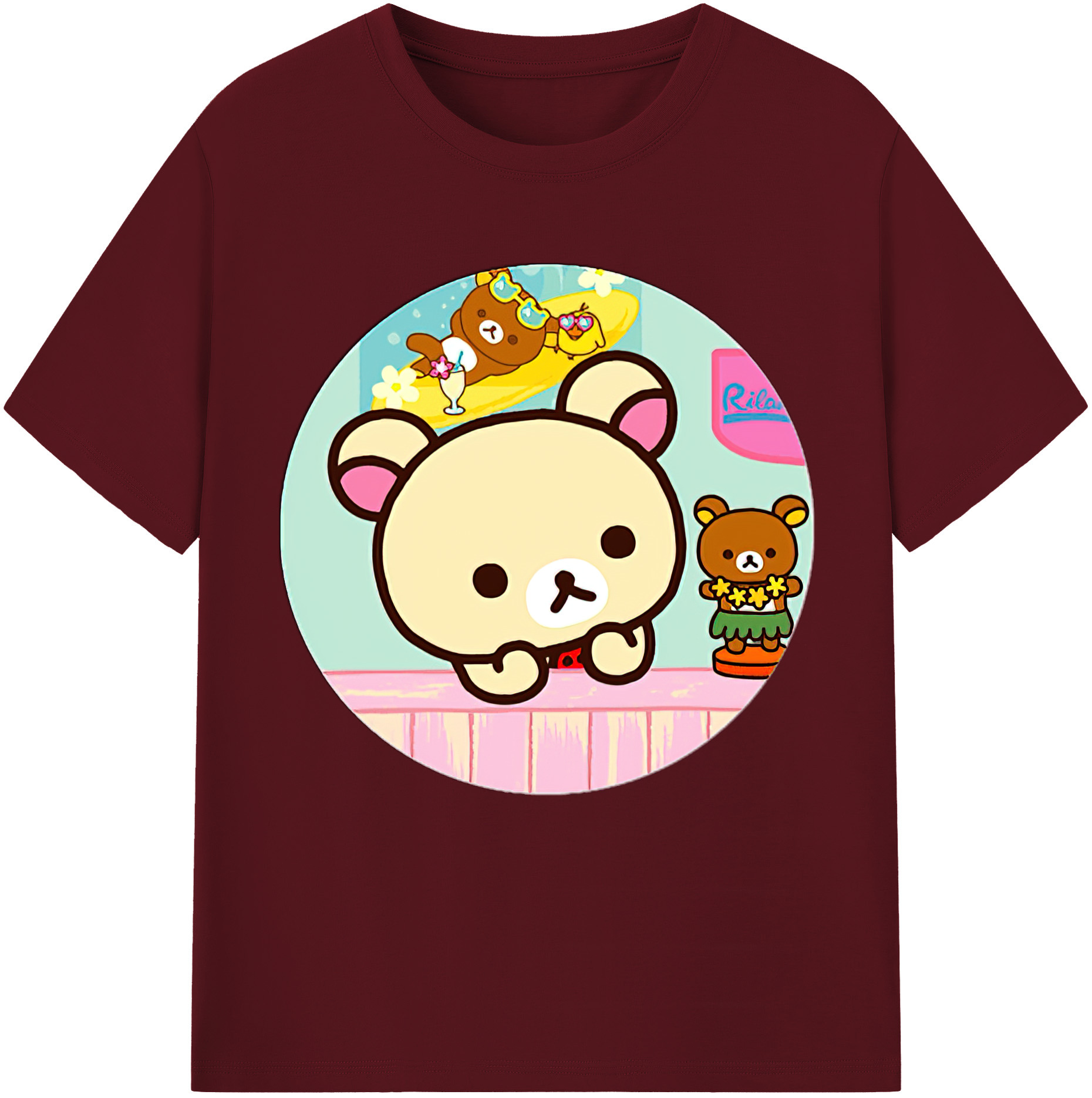 （画像用） リラックマ リラックマ キイロイトリ Rilakkuma Korilakkuma Kiiroitori 綿100％半袖Tシャツ（フロントプリント）